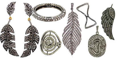 online retail/wholesale Pave Diamond 925 Sterling Silver Girl Charm Pendant  Jewelry 2 Pcs. Lot