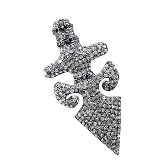 online retail/wholesale Pave Diamond Arrow Style Pendant of 925 ...